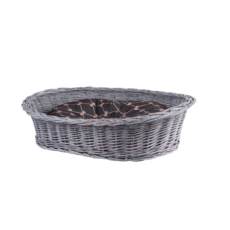 Enovia wicker pet basket with cushion for dogs and cats TheWickerStories