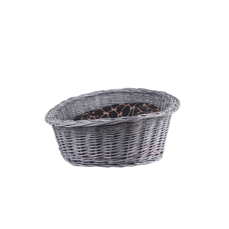 Enovia wicker pet basket with cushion for dogs and cats TheWickerStories
