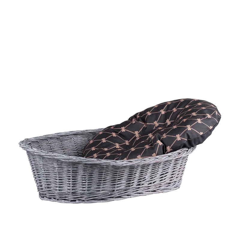 Enovia wicker pet basket with cushion for dogs and cats TheWickerStories