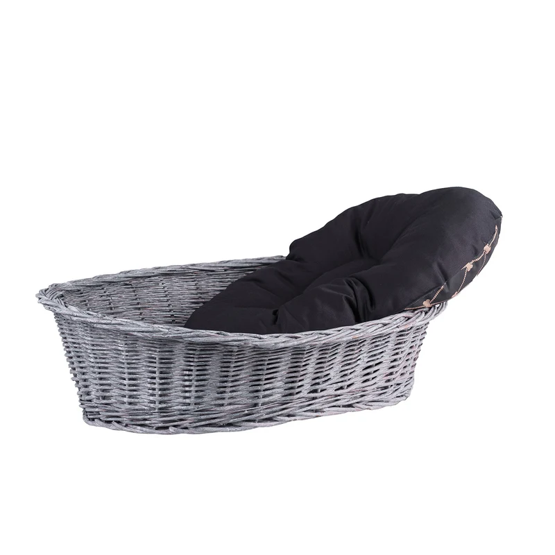 Enovia wicker pet basket with cushion for dogs and cats TheWickerStories