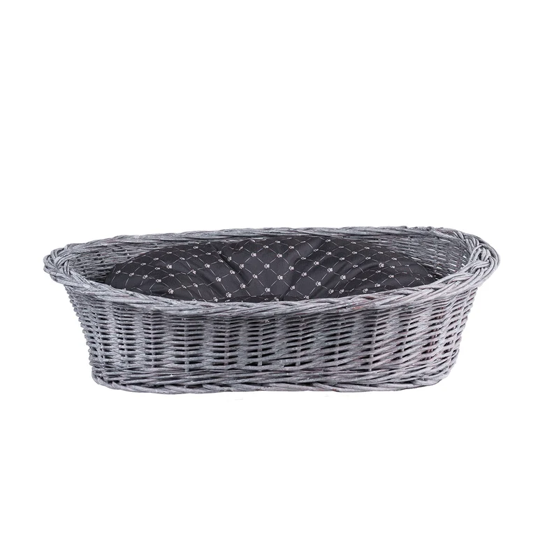 Enovia wicker pet bed for dog and cat with cushion TheWickerStories