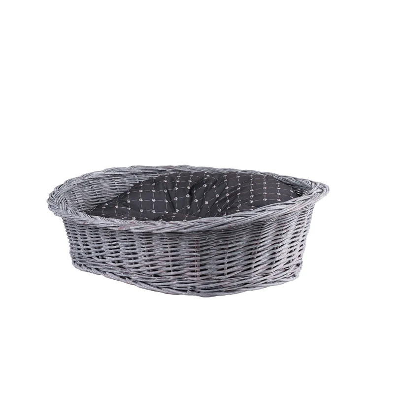 Enovia wicker pet bed for dog and cat with cushion TheWickerStories