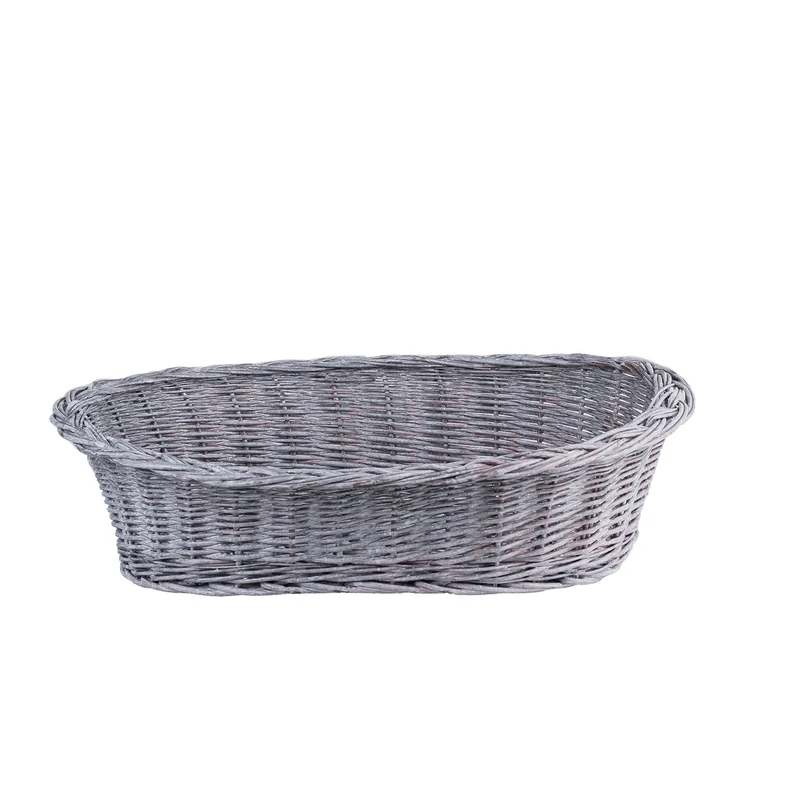Enovia wicker pet bed for dog and cat with cushion and low entrance TheWickerStories