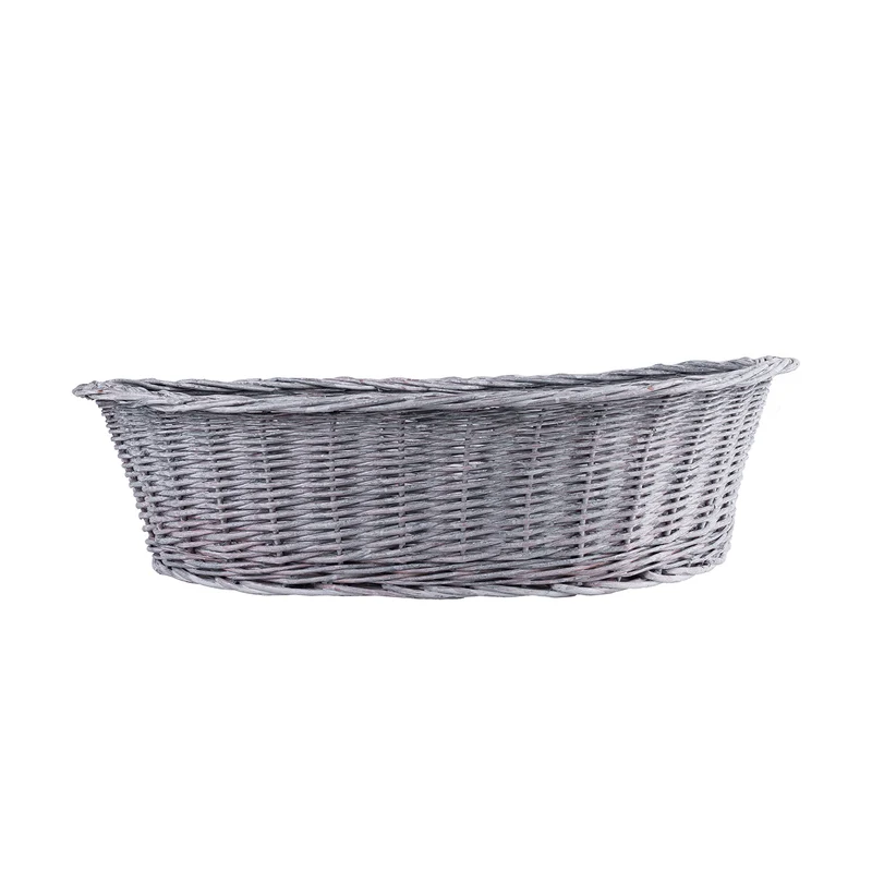 Enovia wicker pet bed for dog and cat with cushion and low entrance TheWickerStories