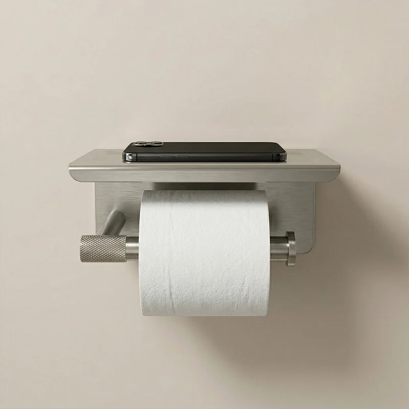 Toilettenpapierhalter mit Ablage 6613 Modern Chrom Matt