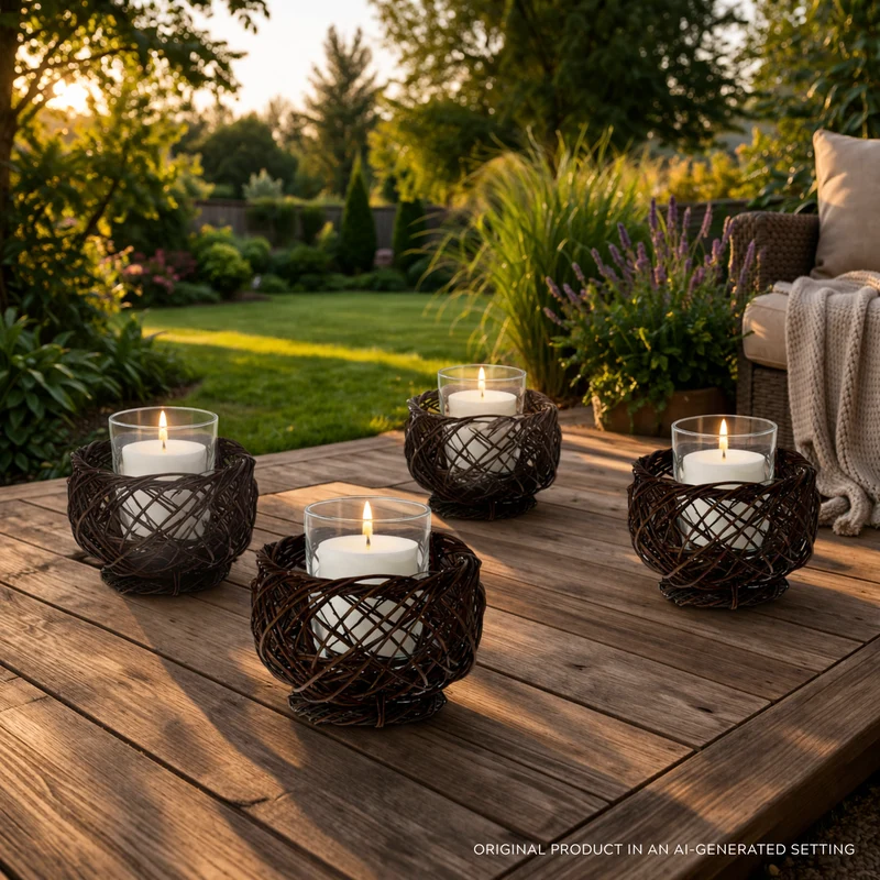 Hortus wicker candle lantern for home and garden TheWickerStories