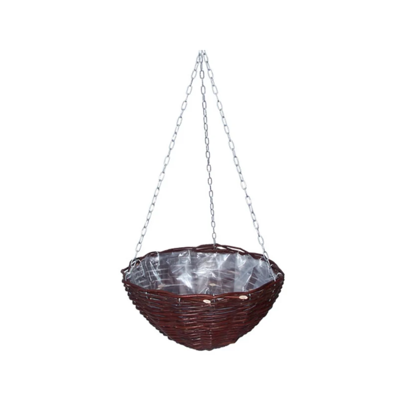 Pallados wicker planter, hanging garden basket, wicker flower basket with plastic liner TheWickerStories