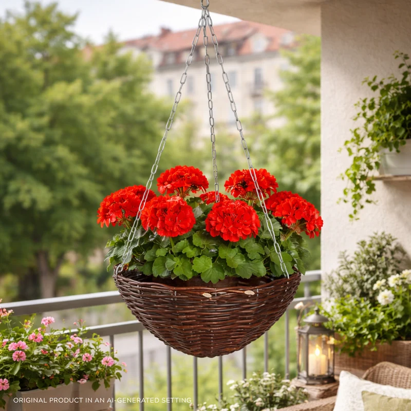 Pallados wicker planter, hanging garden basket, wicker flower basket with plastic liner TheWickerStories
