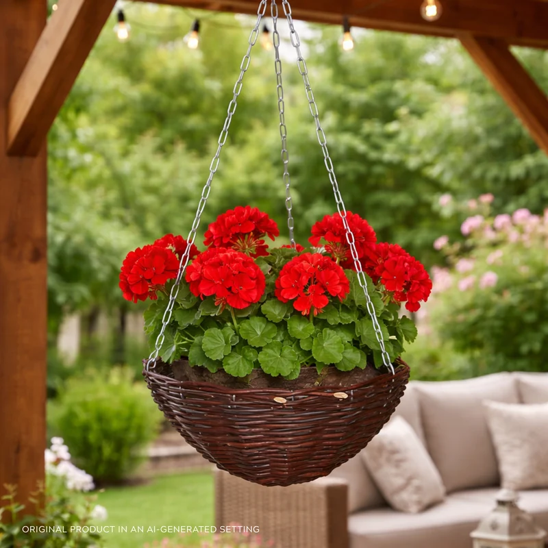 Pallados wicker planter, hanging garden basket, wicker flower basket with plastic liner TheWickerStories