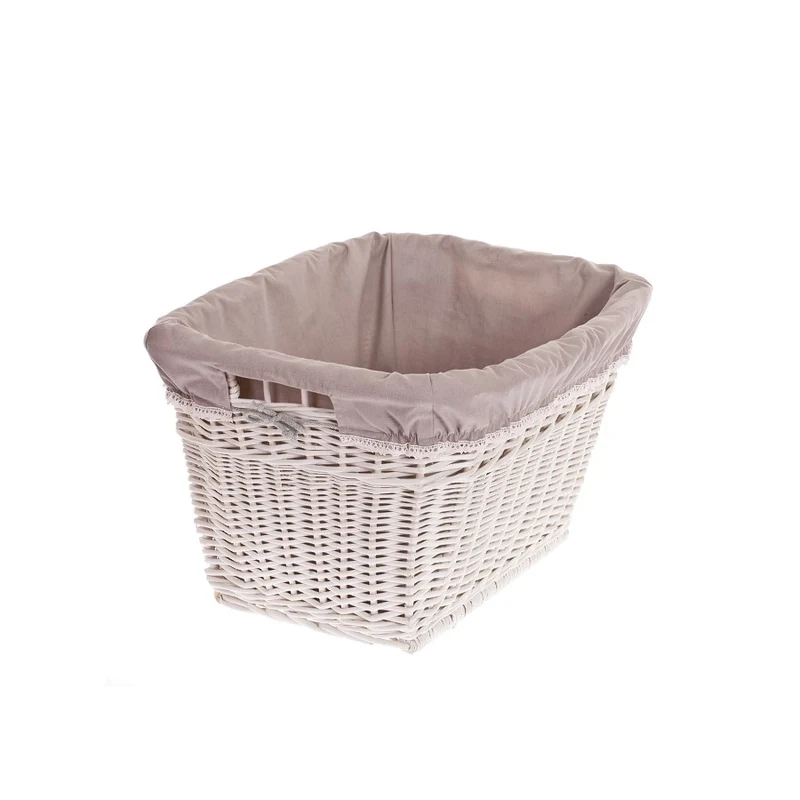 Mivella wicker laundry basket with beige trim and handles TheWickerStories