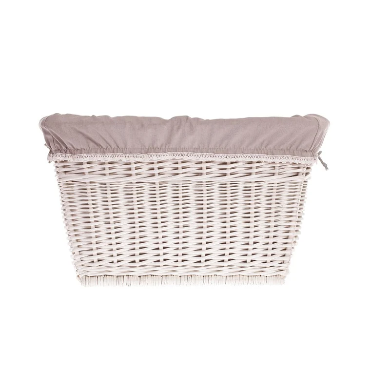 Mivella wicker laundry basket with beige trim and handles TheWickerStories