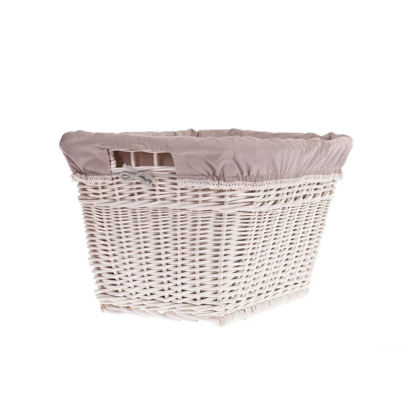 Mivella wicker laundry basket with beige trim and handles TheWickerStories