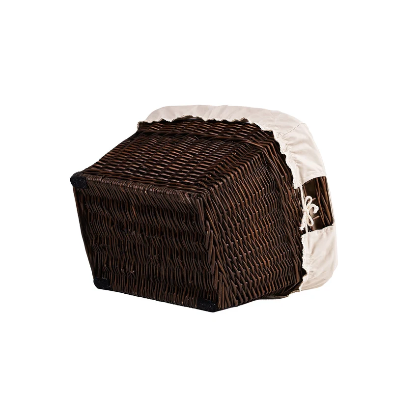 Mivella wicker laundry basket with beige trim and handles TheWickerStories