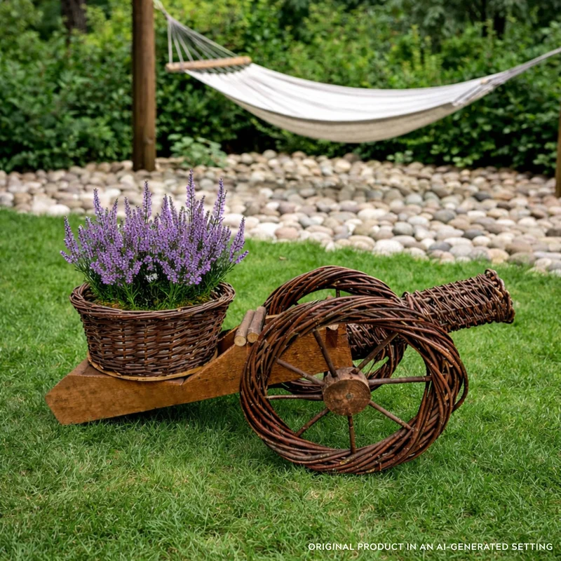 Lignum decorative wicker figurine with garden planters TheWickerStories