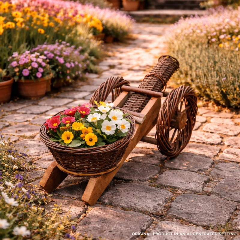 Lignum decorative wicker figurine with garden planters TheWickerStories