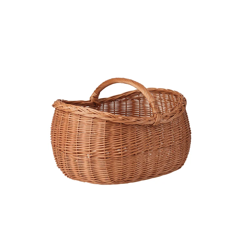 Faleria wicker firewood basket with handle for fireplace