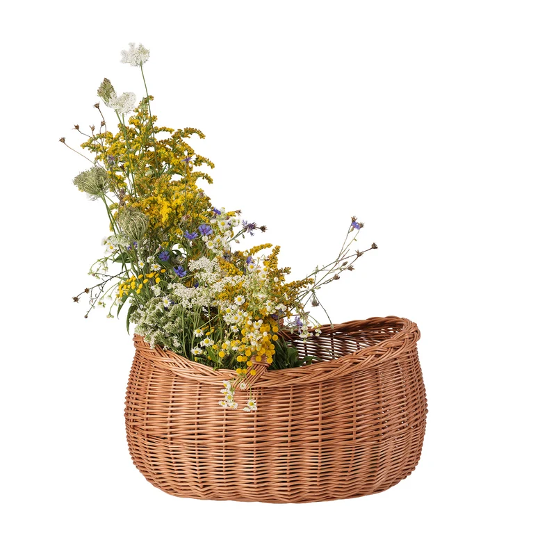 Faleria wicker firewood basket with handle for fireplace