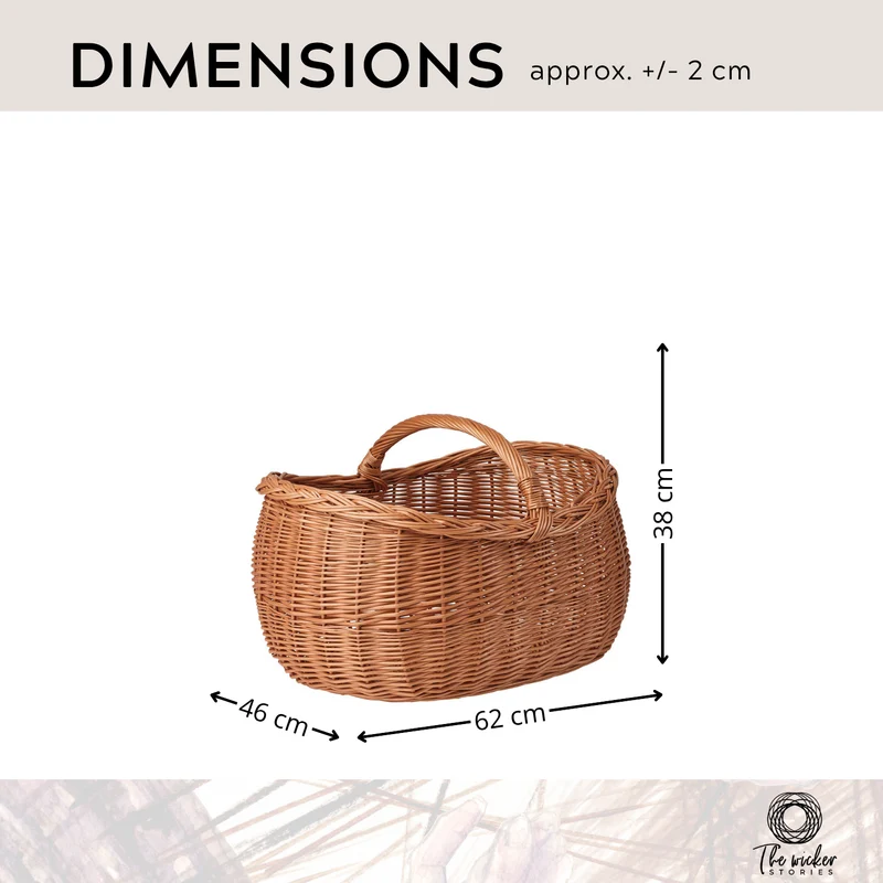 Faleria wicker firewood basket with handle for fireplace