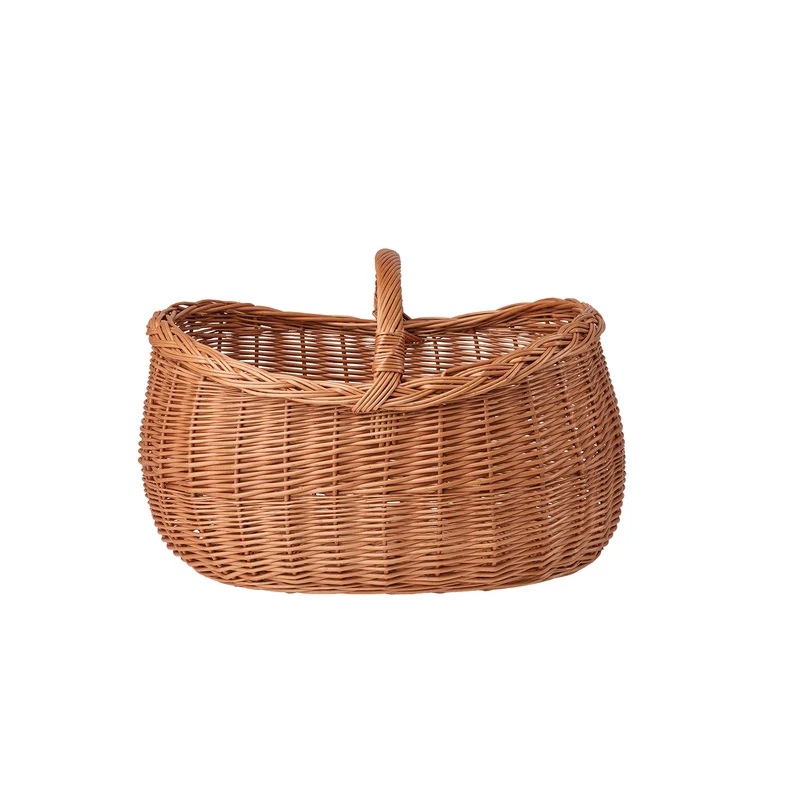 Faleria wicker firewood basket with handle for fireplace
