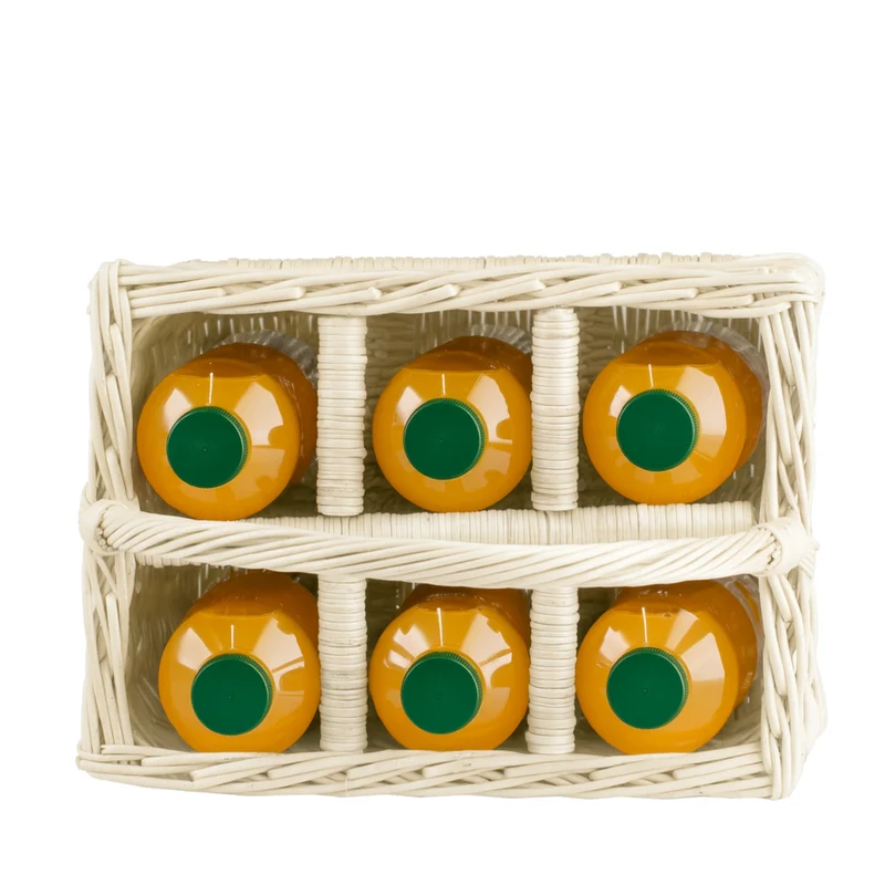 Gionella wicker basket, bottle crate, carrier with dividers and handle TheWickerStories