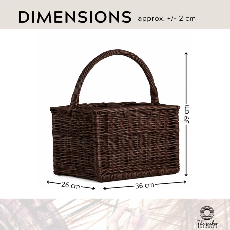 Gionella wicker basket, bottle crate, carrier with dividers and handle TheWickerStories