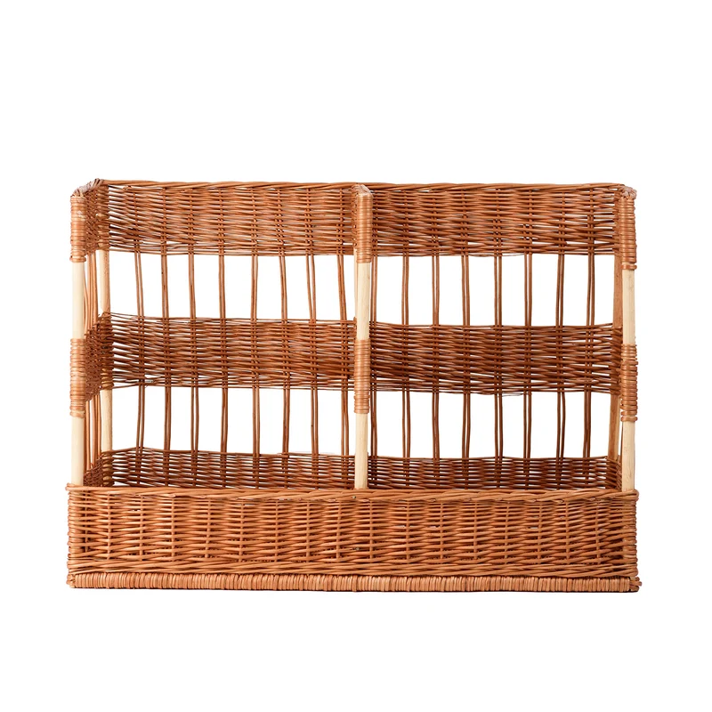 Briza wicker double baguette stand for bread display, freestanding TheWickerStories