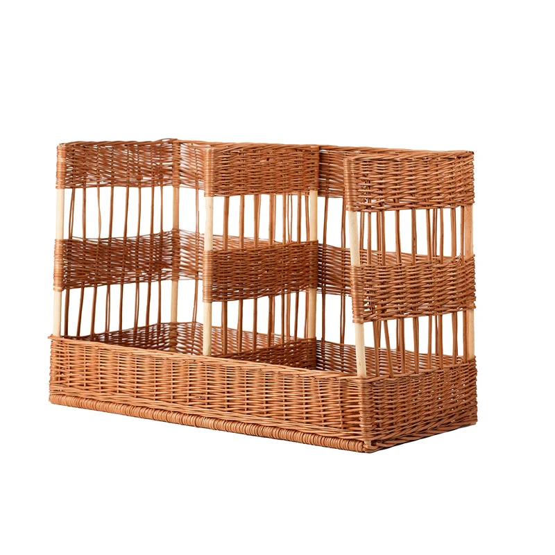 Briza wicker double baguette stand for bread display, freestanding TheWickerStories