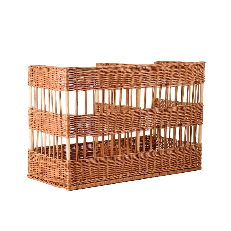 Briza wicker double baguette stand for bread display, freestanding TheWickerStories