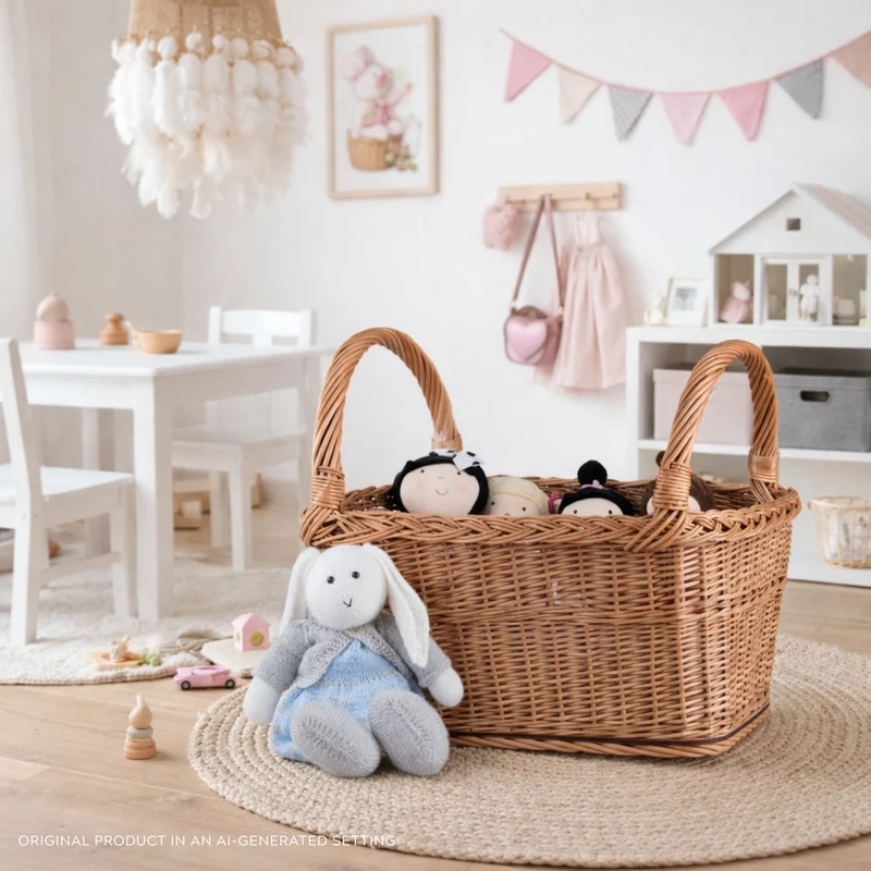 Fioras wicker basket for storage and display with handles TheWickerStories
