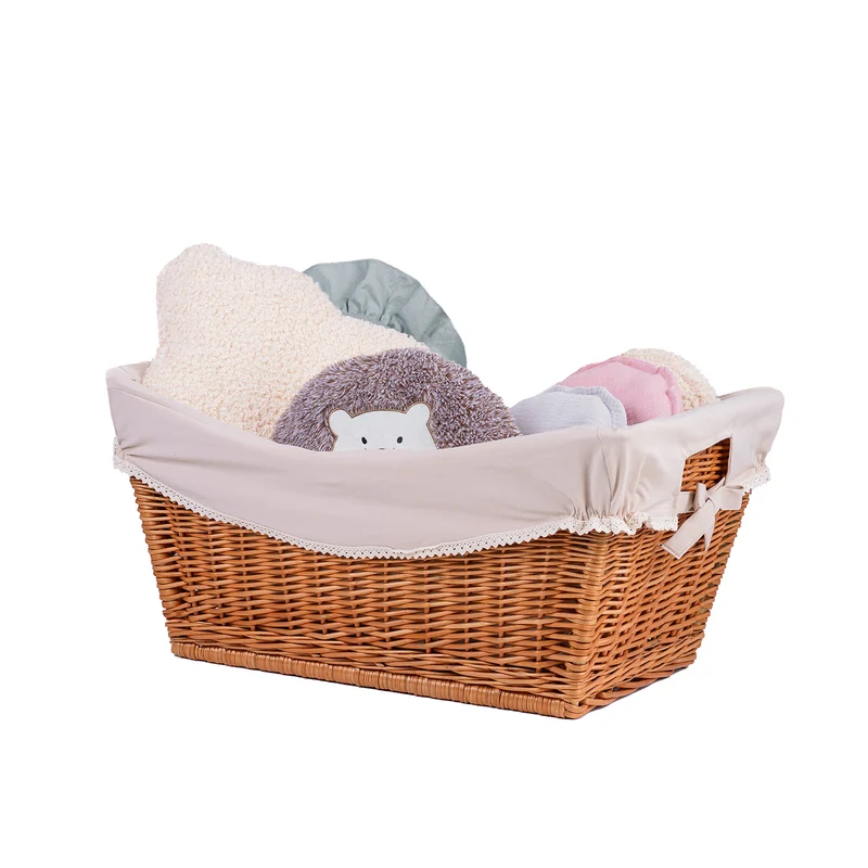 Torellia wicker storage basket with beige trim TheWickerStories