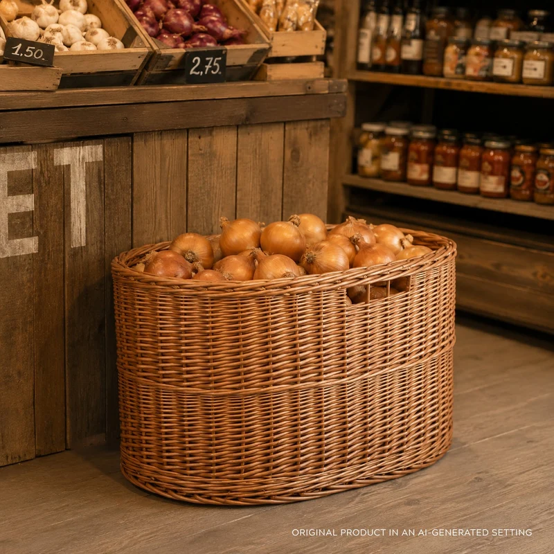 Tenir wicker display basket for bread and fruit TheWickerStories