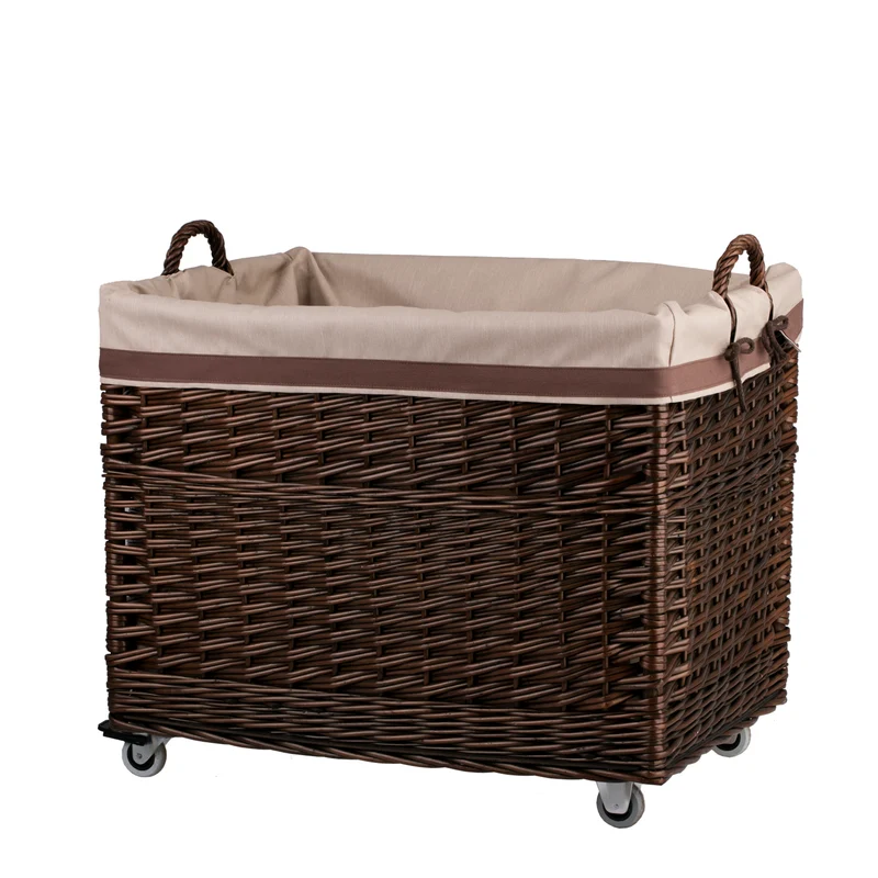 Salux wicker display basket for shop with brown trim TheWickerStories