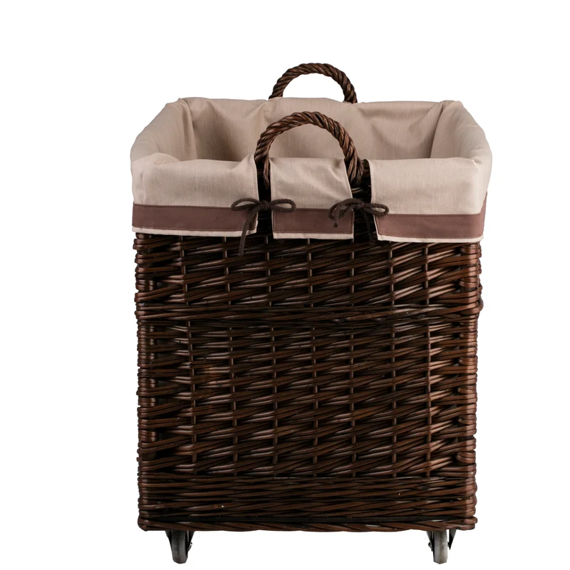 Salux wicker display basket for shop with brown trim TheWickerStories