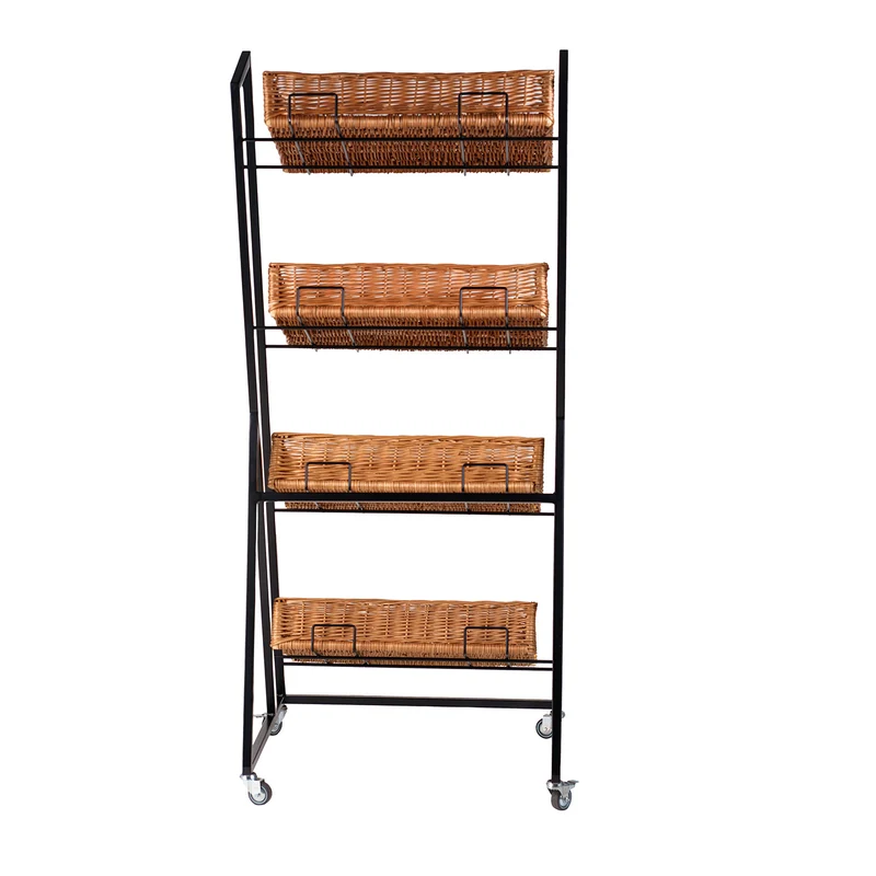 Kerodon metal stand with 4 wicker baskets for bread and fruit TheWickerStories