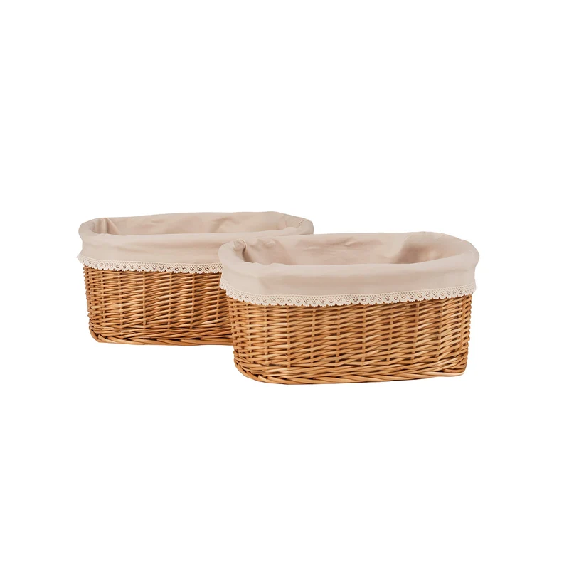 Nestor wicker bread basket with beige trim, set of 2 pcs. TheWickerStories
