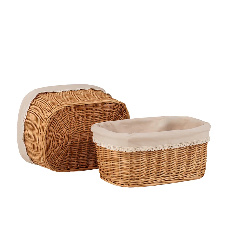 Nestor wicker bread basket with beige trim, set of 2 pcs. TheWickerStories