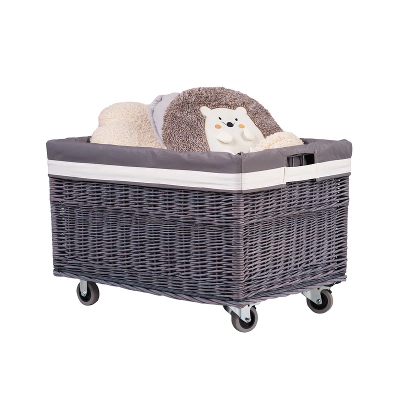 Cervus wicker storage basket with gray trim TheWickerStories