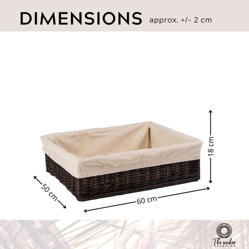 Toneria wicker crate, shelf and display basket, lined wicker storage/display basket TheWickerStories