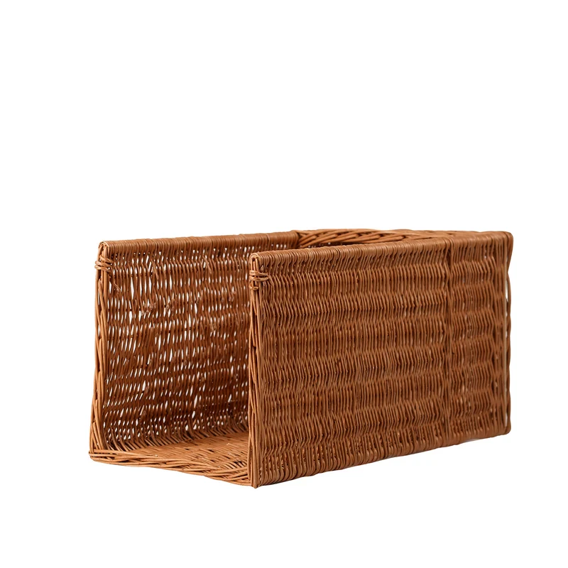 Boreta wicker basket on wheels for displaying baguettes TheWickerStories