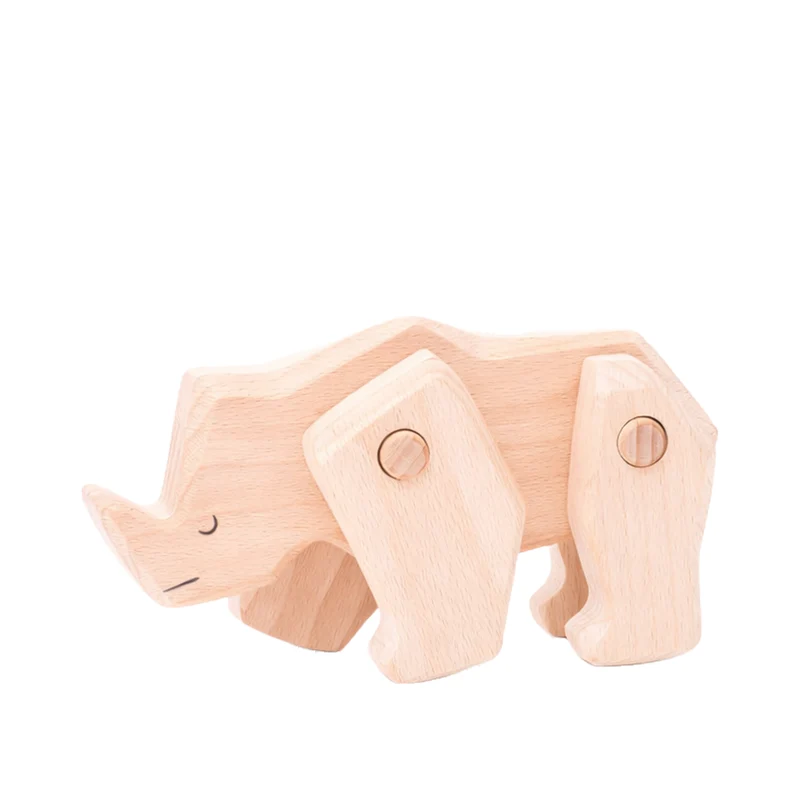 Pavora wooden rhinoceros – animal figurine with movable legs TheWickerStories
