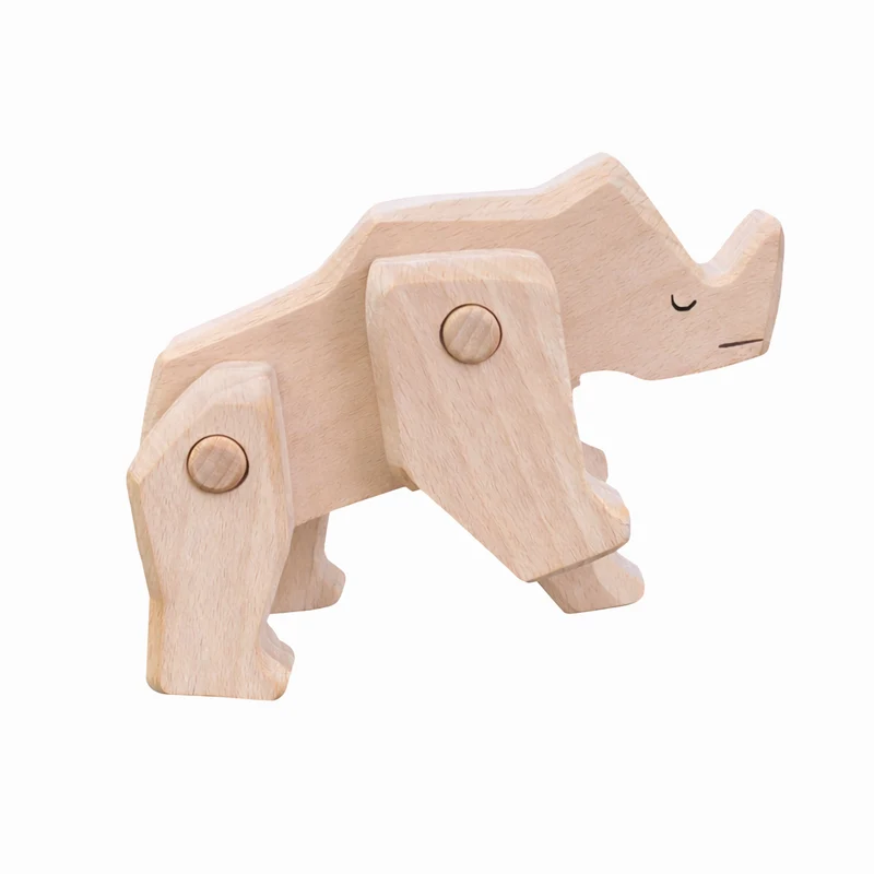 Pavora wooden rhinoceros – animal figurine with movable legs TheWickerStories