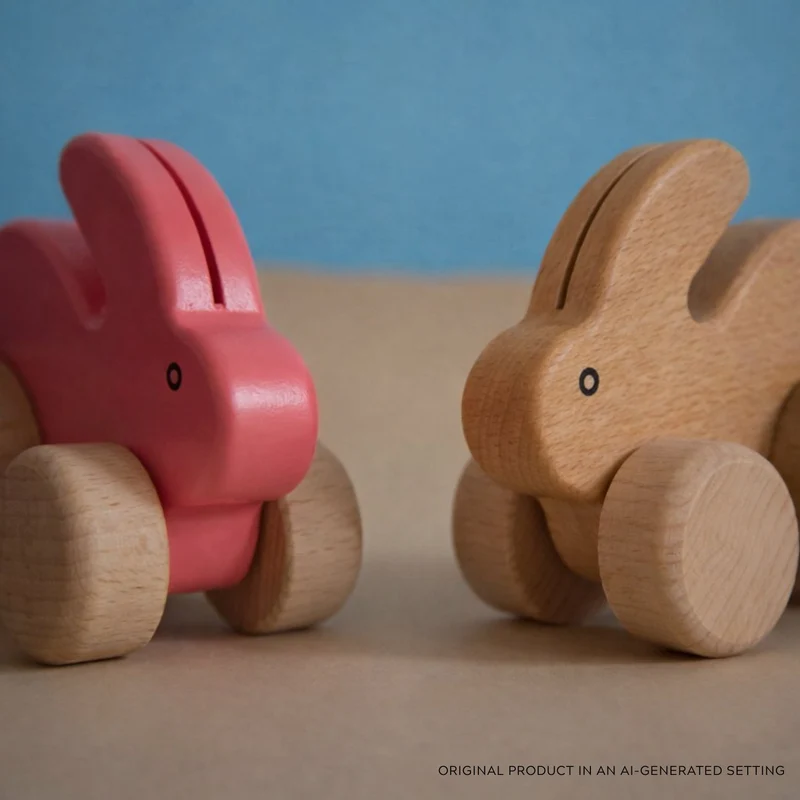 Pax wooden rabbit on wheels – children's toy TheWickerStories