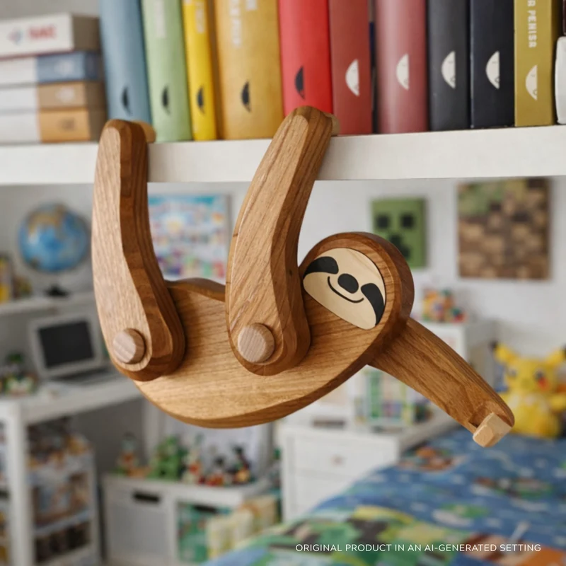Primus wooden sloth – toy with movable paws TheWickerStories