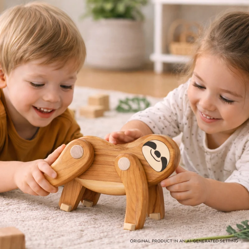 Primus wooden sloth – toy with movable paws TheWickerStories