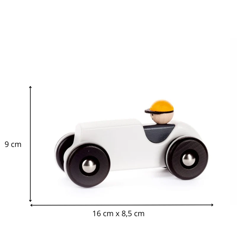 Plenus wooden retro car with driver – toy for children TheWickerStories