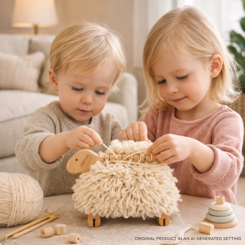 Purus wooden weaving sheep – DIY kit for kids TheWickerStories