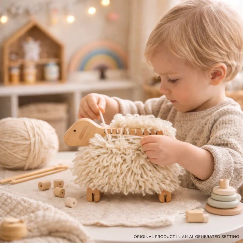 Purus wooden weaving sheep – DIY kit for kids TheWickerStories