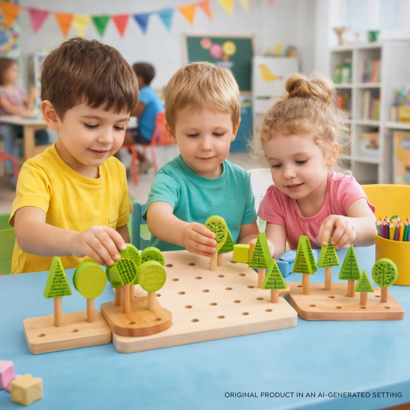 Pictus wooden trees – forest-building set for children TheWickerStories