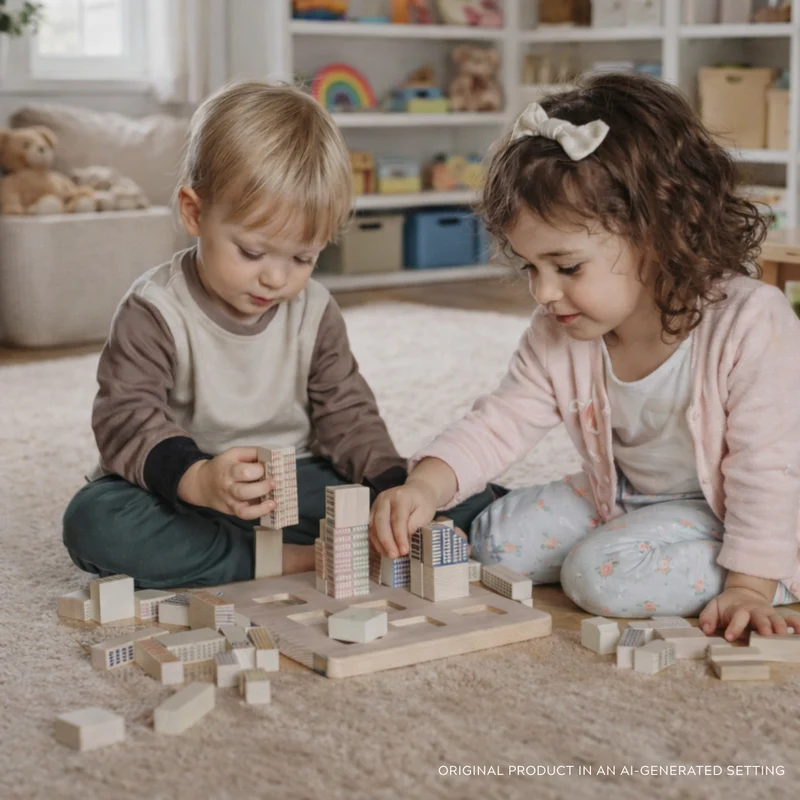 Pilus wooden buildings – city building set for children TheWickerStories