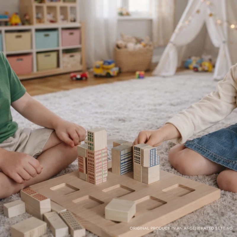 Pilus wooden buildings – city building set for children TheWickerStories